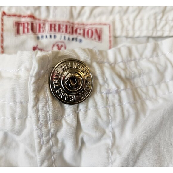 True Religion Womens Military Cargo Pants 26 White Straight Adjustable Waist/Leg - Picture 6 of 16